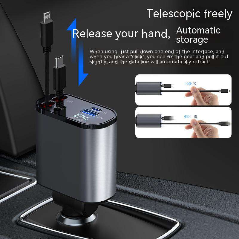 4 in 1 Retractable Car Charger - The Mercantiles
