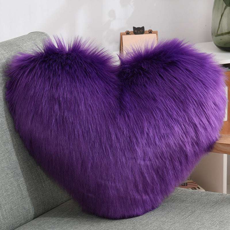 Faux Fur Heart Throw Pillow - The Mercantiles