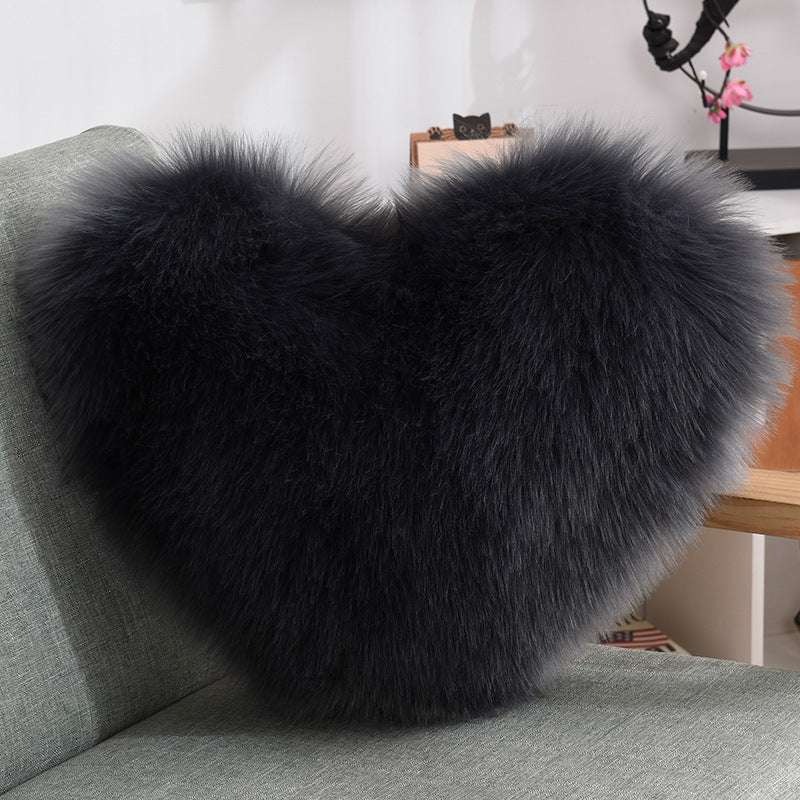 Faux Fur Heart Throw Pillow - The Mercantiles