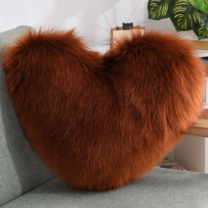 Faux Fur Heart Throw Pillow - The Mercantiles