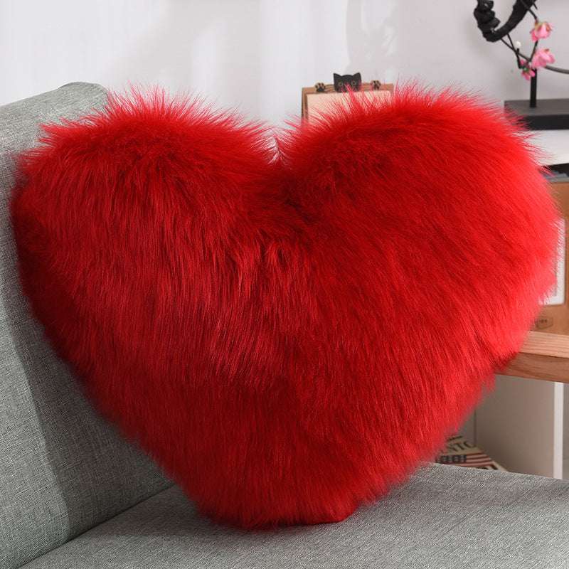 Faux Fur Heart Throw Pillow - The Mercantiles