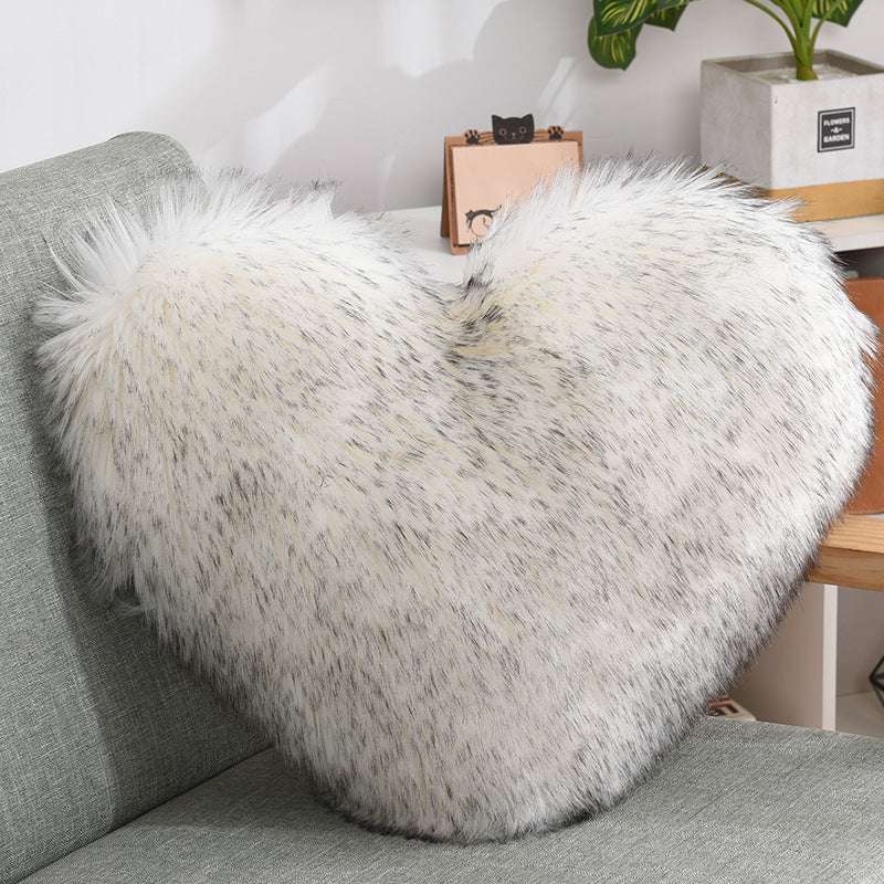 Faux Fur Heart Throw Pillow - The Mercantiles