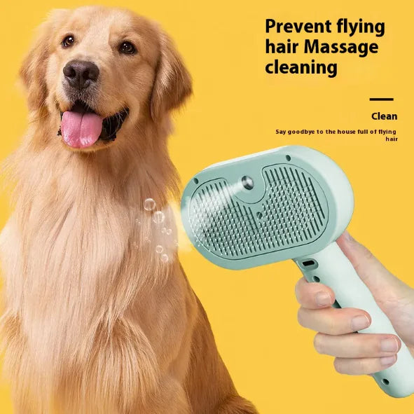 3-in-1 Steam Pet Grooming Brush – Self-Cleaning, De-Shedding & Spray Care for Dogs & Cats