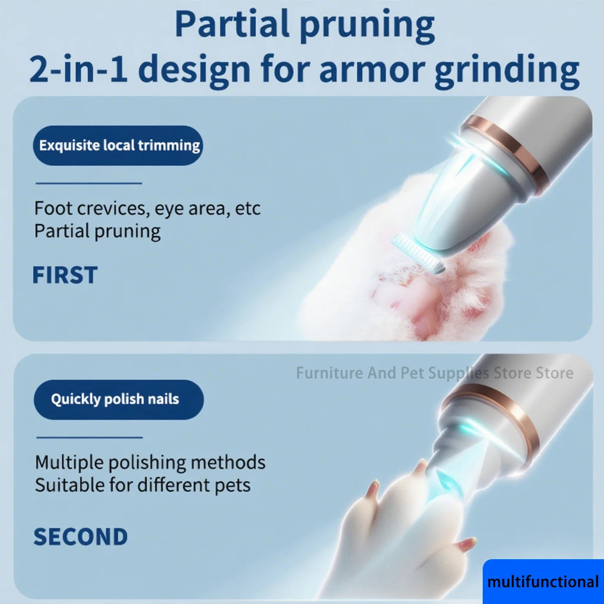 2-in-1 pet dog paw trimmer cat nail clipper pet nail grinder dog cat hair trimmer dog trimmer dog nail grinder paw trimmer