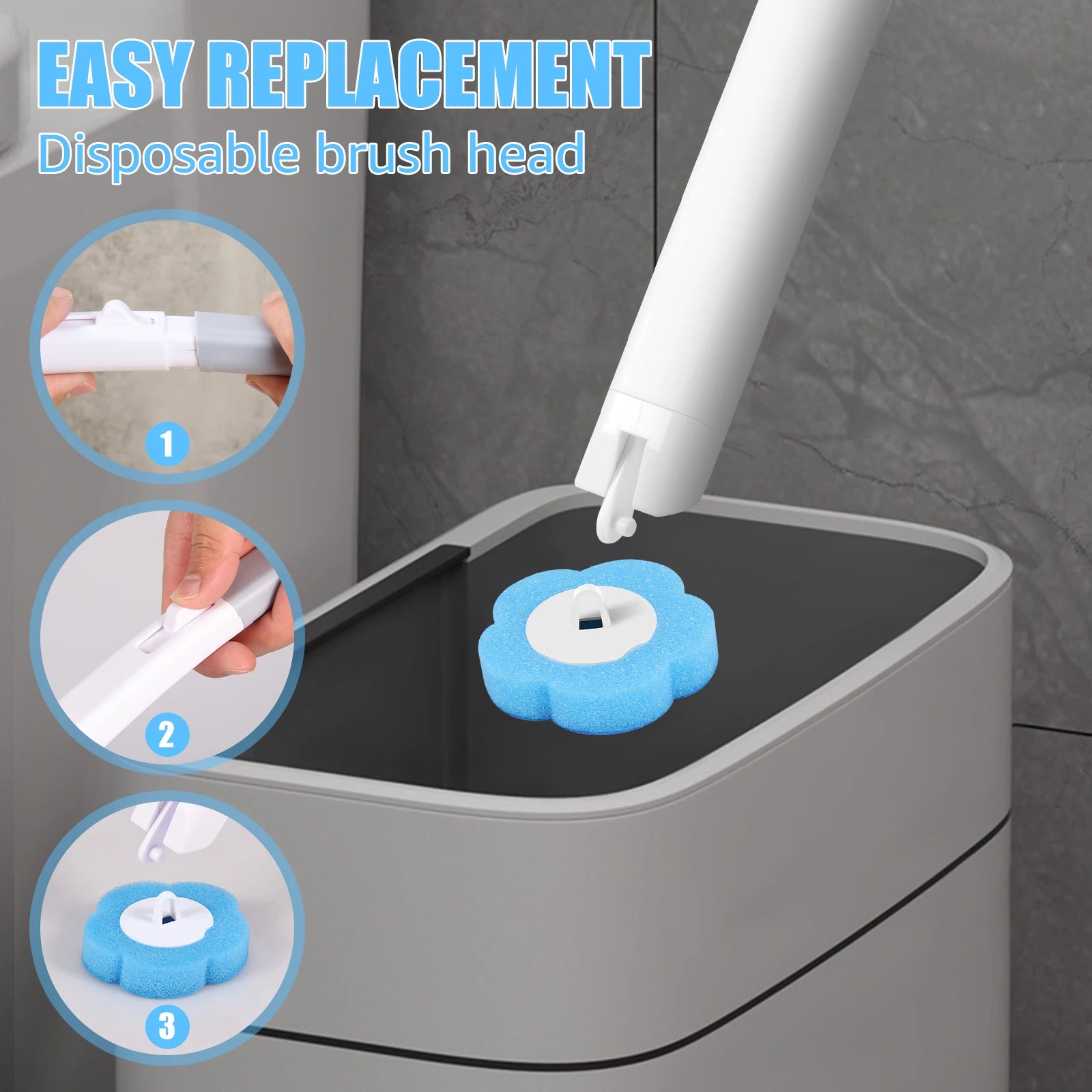 18-36Pcs Disposable Toilet Brush with Extended Handle Bathroom Toilet Brush Holder Cleaning Kit Replacement Head 360° Deep Clean