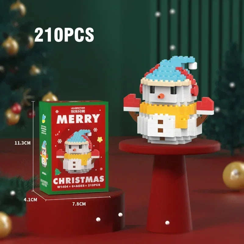 Christmas Gifts Micro Building Block Series Santa Claus Reindeer Puzzle Assembling Bricks Table Decoration Toys Children Kids