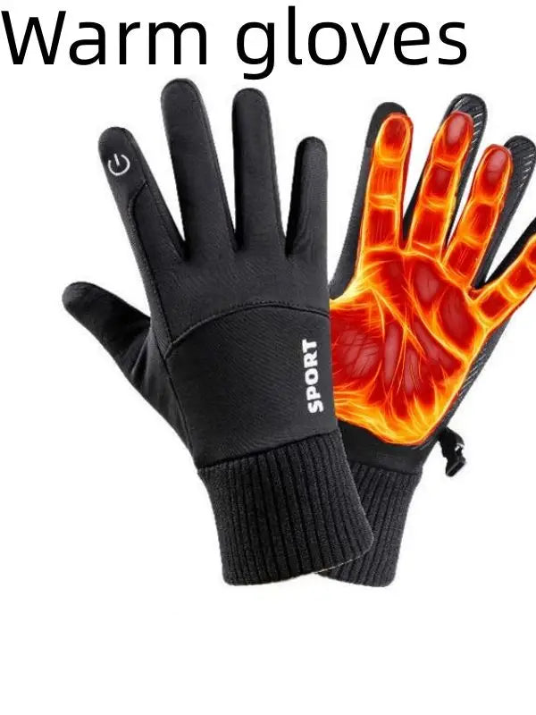 Winter Outdoor Gloves for Men, Fleece-Lined, Warm, Touch-Screen, Non-Slip, Cycling, Mountaineering, Skiing, Waterproof and Windproof Sports Gloves