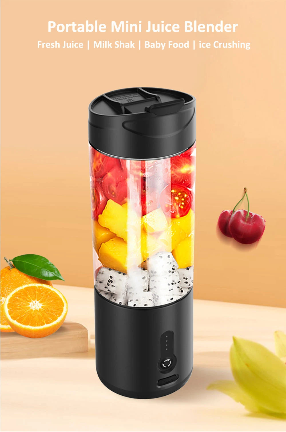 Portable Blender Mini Electric Fruit Juicer Mixer USB Rechargeable Smoothie Orange Fresh Juice Blender Portable Blender