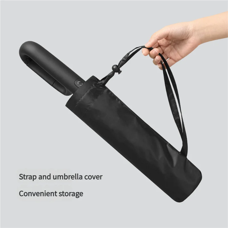 Large Automatic Umbrella with Ring Buckle Thick Durable Unisex Portable UV Protection Windproof Rain And Sunshade Umbrella