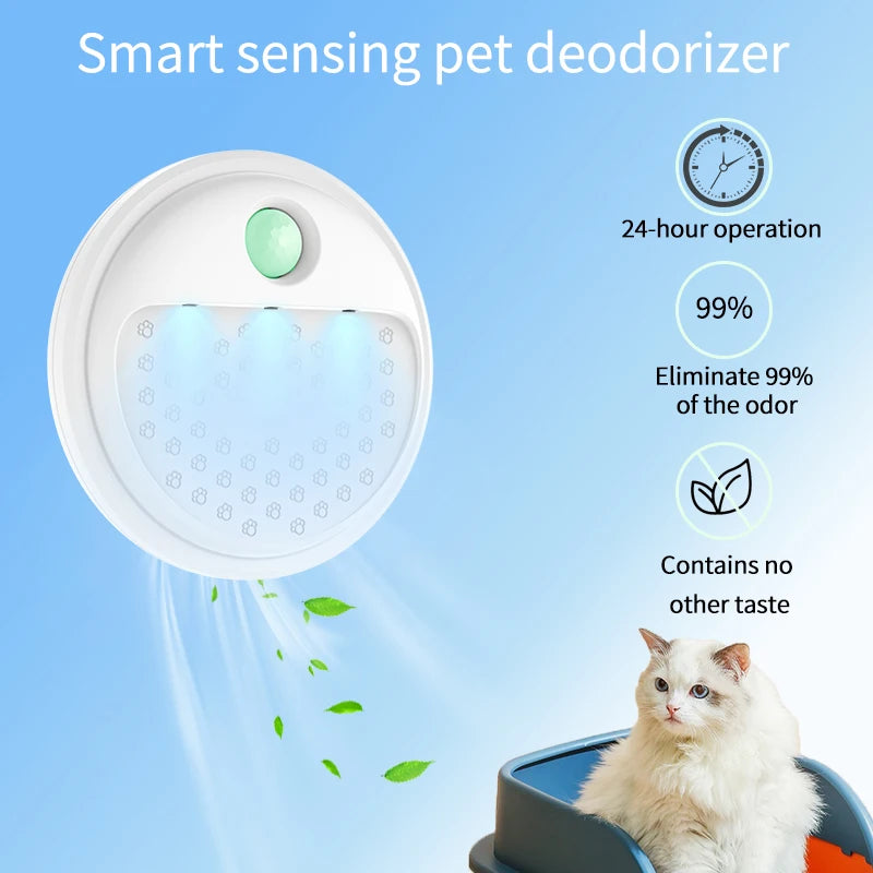 4000mAh Cat Litter Deodorizer Odor Eliminator Dust-Fall Air Purifer for Cat Litter Box Bathroom Wardrobe Kitchen and Small Area