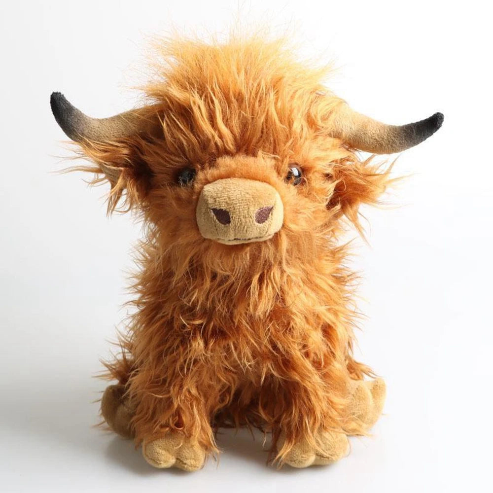 25cm Simulated Scottish Highland Cow Plush Toy Cute Fairy Calf Baby Animal Child Birthday Christmas Gift