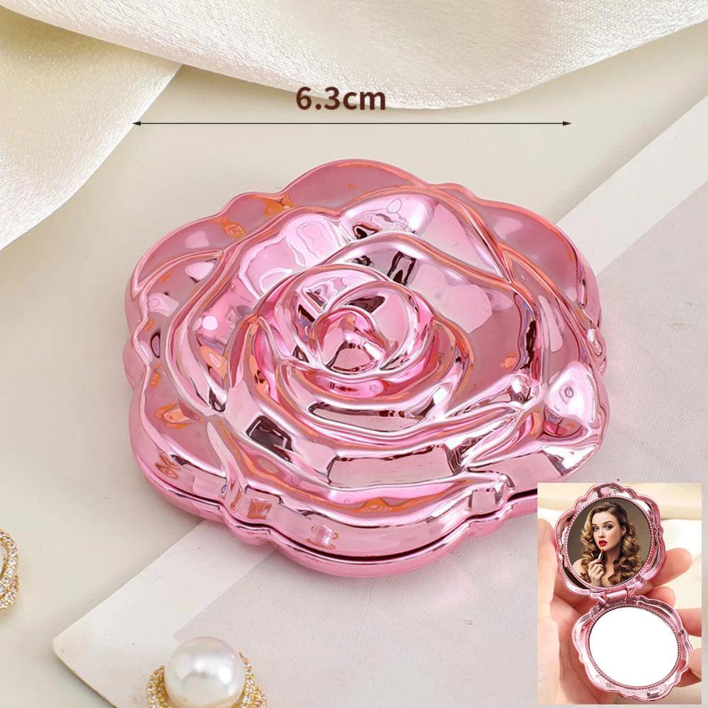 Foldable Makeup Mirror Metal Mini Cute Not Fragile and Portable Travel Compact Mirror Suitable for Bag Double-sided Small Mirror
