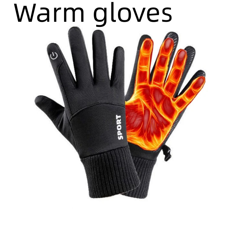 Winter Outdoor Gloves for Men, Fleece-Lined, Warm, Touch-Screen, Non-Slip, Cycling, Mountaineering, Skiing, Waterproof and Windproof Sports Gloves