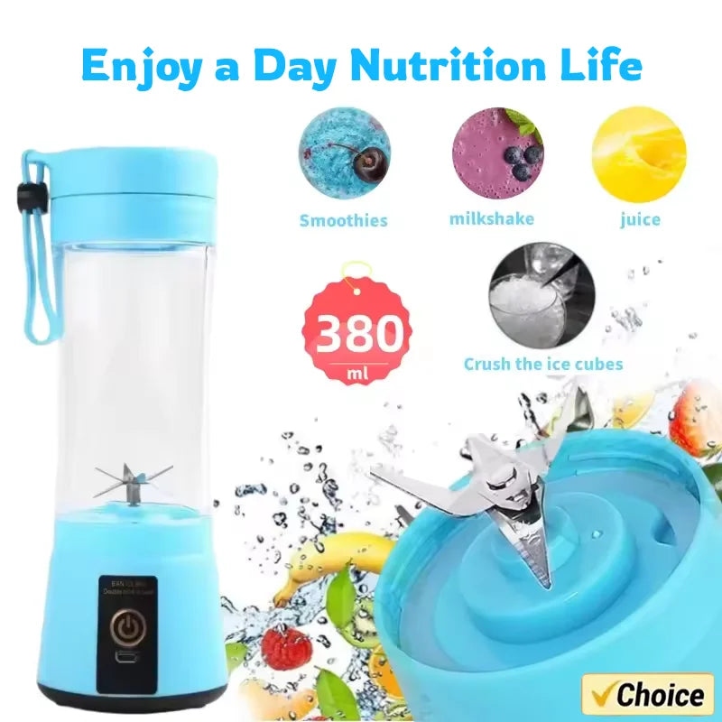 Portable Mini Blender for Shakes and Smoothies Rechargeable USB 380ML Traveling Fruit Juicer Cup Hand Fruit Blender Juicing Cup