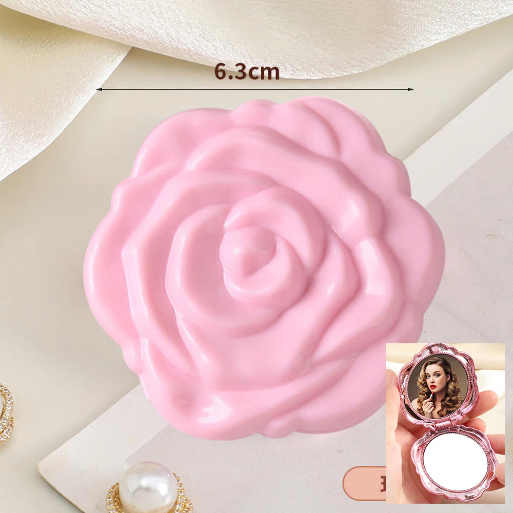 Foldable Makeup Mirror Metal Mini Cute Not Fragile and Portable Travel Compact Mirror Suitable for Bag Double-sided Small Mirror