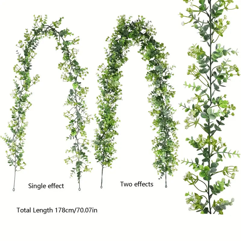Artificial Eucalyptus Garland - Realistic Fake Greenery for Weddings & Home Decor