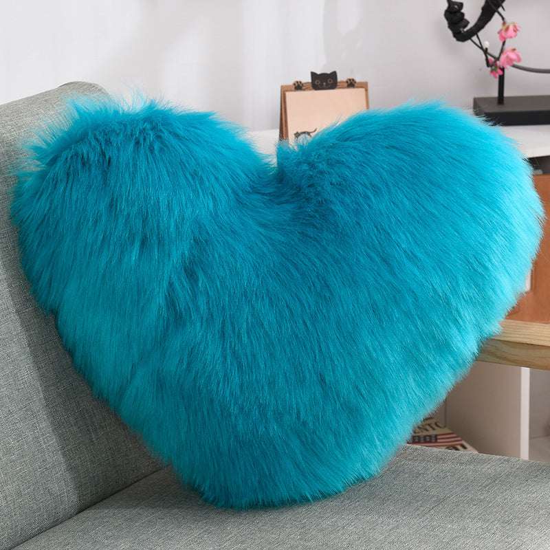 Faux Fur Heart Throw Pillow - The Mercantiles