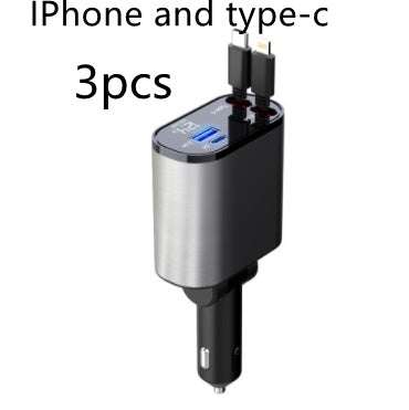 4 in 1 Retractable Car Charger - The Mercantiles