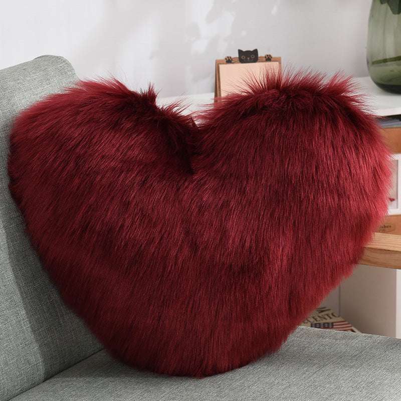 Faux Fur Heart Throw Pillow - The Mercantiles