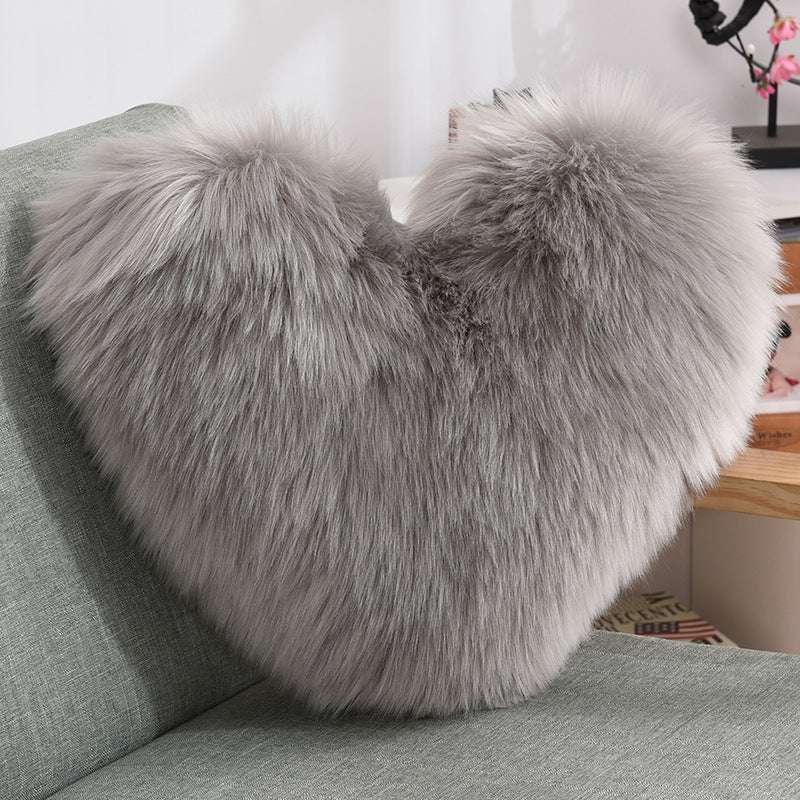 Faux Fur Heart Throw Pillow - The Mercantiles