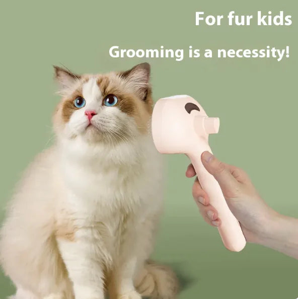 3-in-1 Steam Pet Grooming Brush – Self-Cleaning, De-Shedding & Spray Care for Dogs & Cats