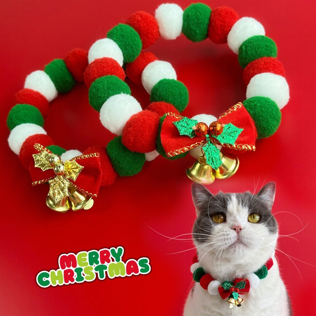 Pet's Christmas Collar With Bow