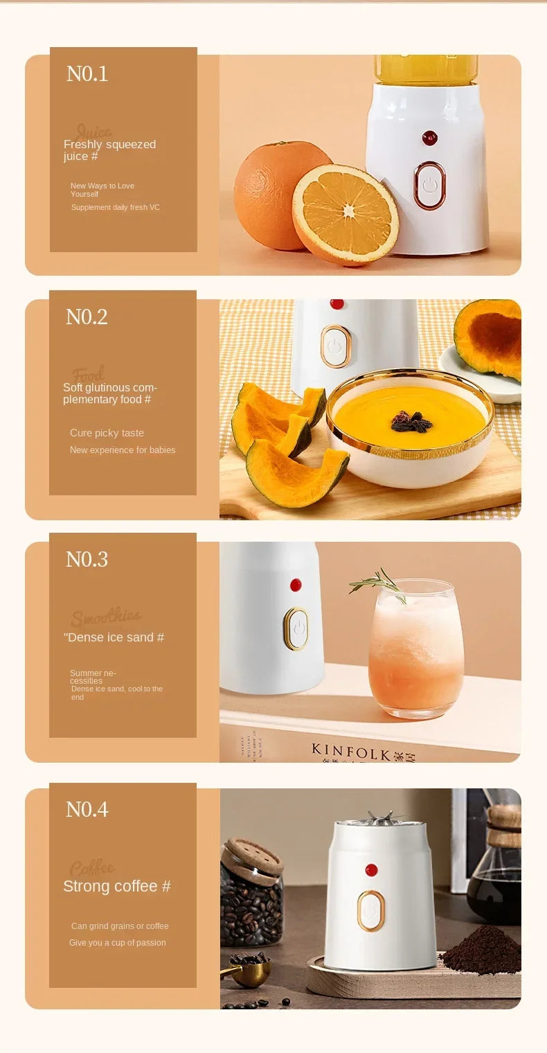 Portable Kitchen  Blender Wireless Electric Fruit Juicer Machine For Orange Ice Crushing 10 Blades Auxiliary Food Machine Mixer