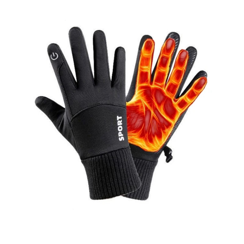 Winter Outdoor Gloves for Men, Fleece-Lined, Warm, Touch-Screen, Non-Slip, Cycling, Mountaineering, Skiing, Waterproof and Windproof Sports Gloves