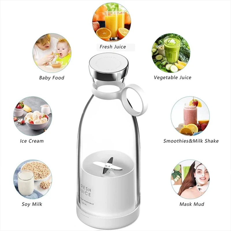 Portable Blender 350ml Mini Portable Blender Smoothies 1400mAh Fresh Juice Travel Electric Travel Portable Mixer Kitchen