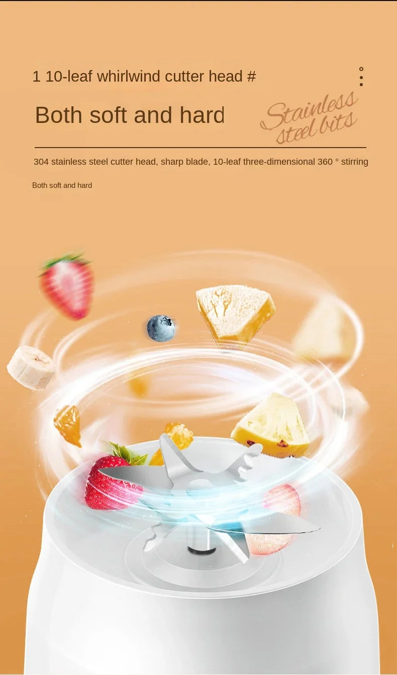 Portable Kitchen  Blender Wireless Electric Fruit Juicer Machine For Orange Ice Crushing 10 Blades Auxiliary Food Machine Mixer