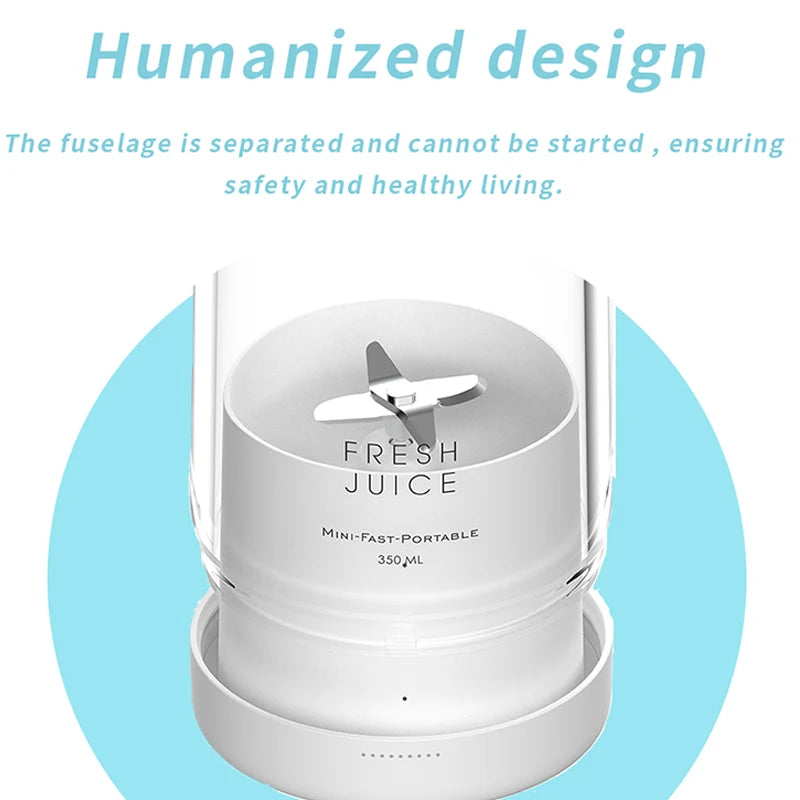Portable Blender 350ml Mini Portable Blender Smoothies 1400mAh Fresh Juice Travel Electric Travel Portable Mixer Kitchen