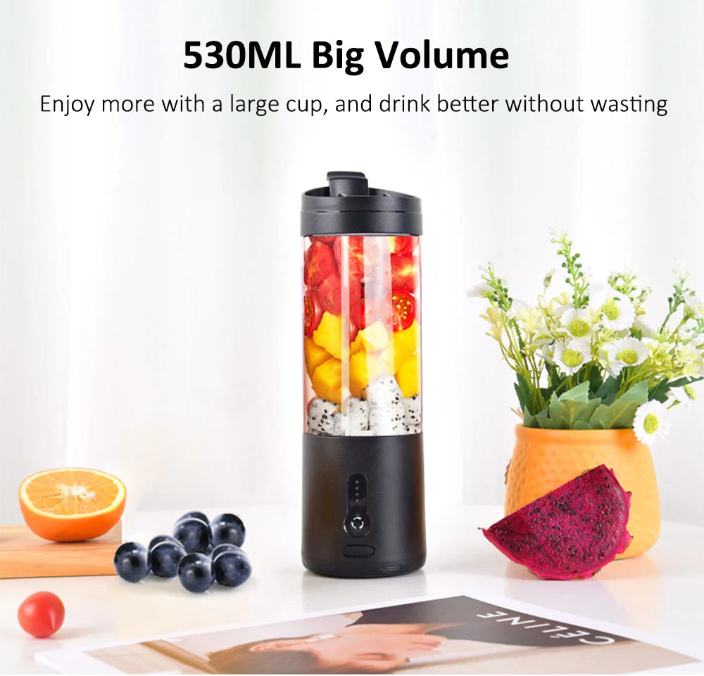 Portable Blender Mini Electric Fruit Juicer Mixer USB Rechargeable Smoothie Orange Fresh Juice Blender Portable Blender