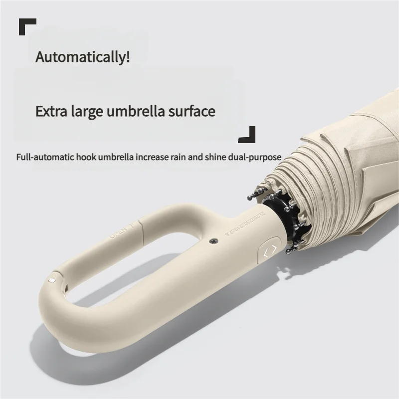 Large Automatic Umbrella with Ring Buckle Thick Durable Unisex Portable UV Protection Windproof Rain And Sunshade Umbrella