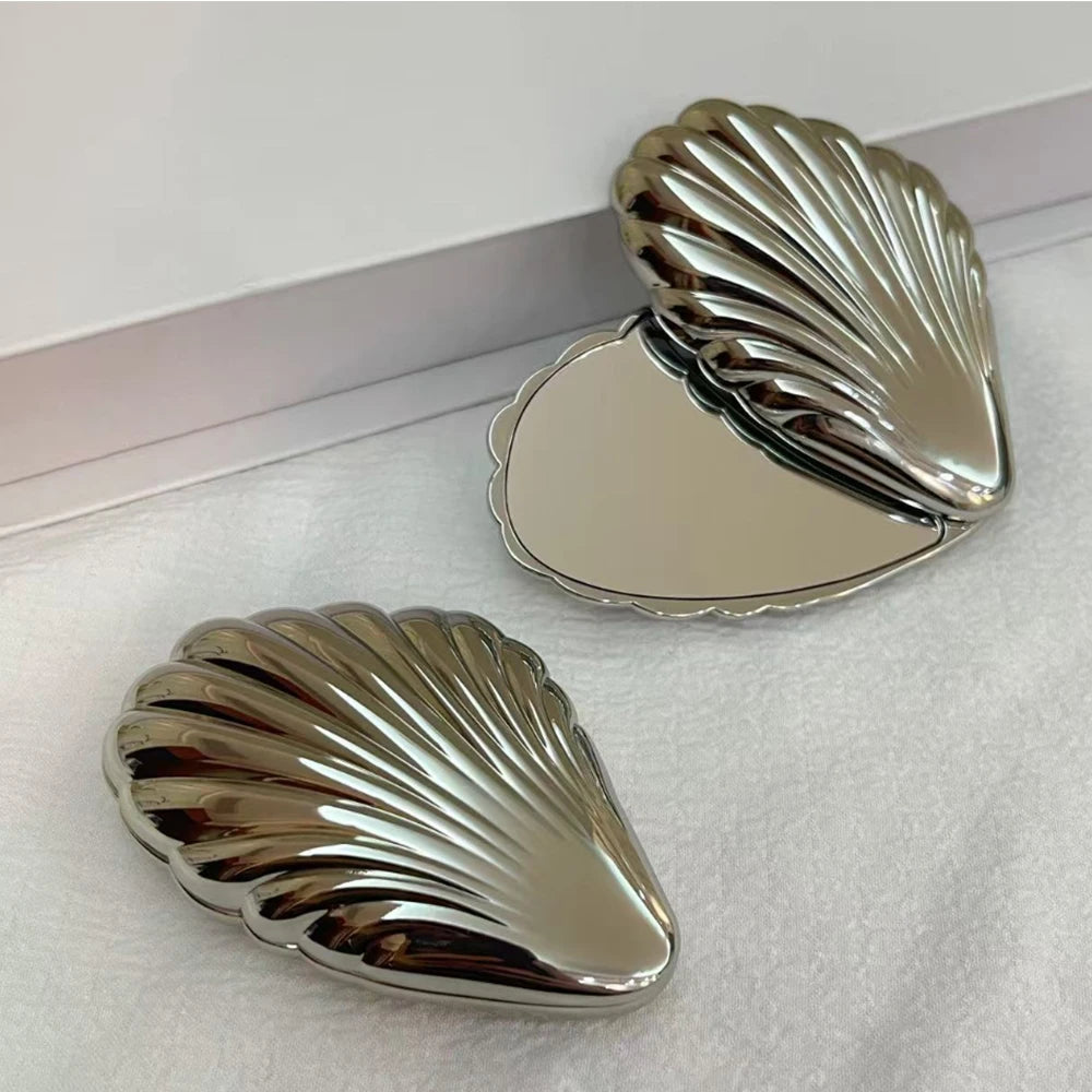Foldable Makeup Mirror Metal Mini Cute Not Fragile and Portable Travel Compact Mirror Suitable for Bag Double-sided Small Mirror