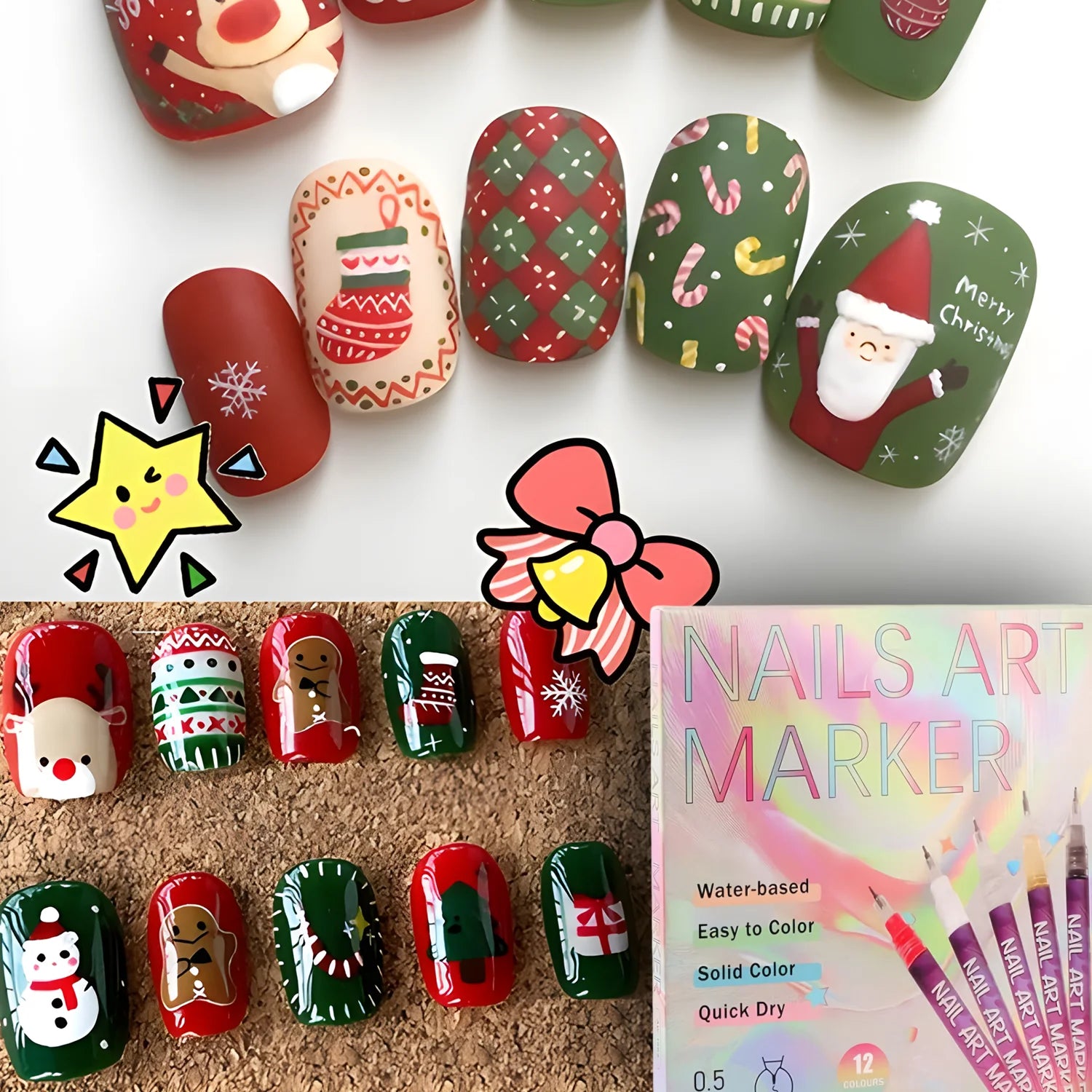 Nail Art Markers 12Colors 0.5mm Nail Art Pens Set,DiY Nail Art Marker Drawing Painting Liner Pen for Home Salon,Drawing Painting