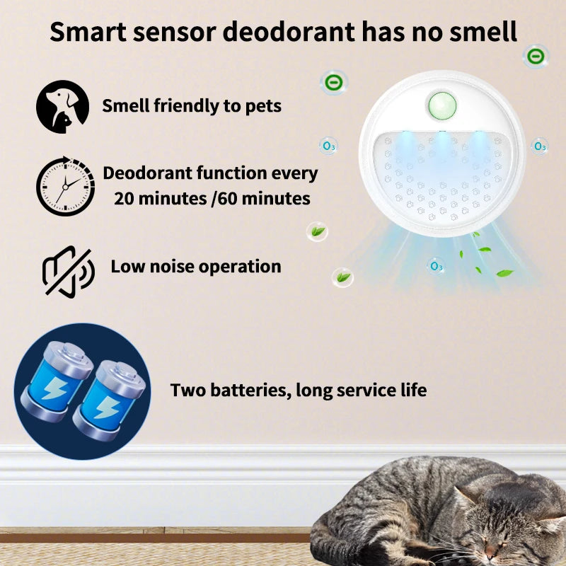 4000mAh Cat Litter Deodorizer Odor Eliminator Dust-Fall Air Purifer for Cat Litter Box Bathroom Wardrobe Kitchen and Small Area
