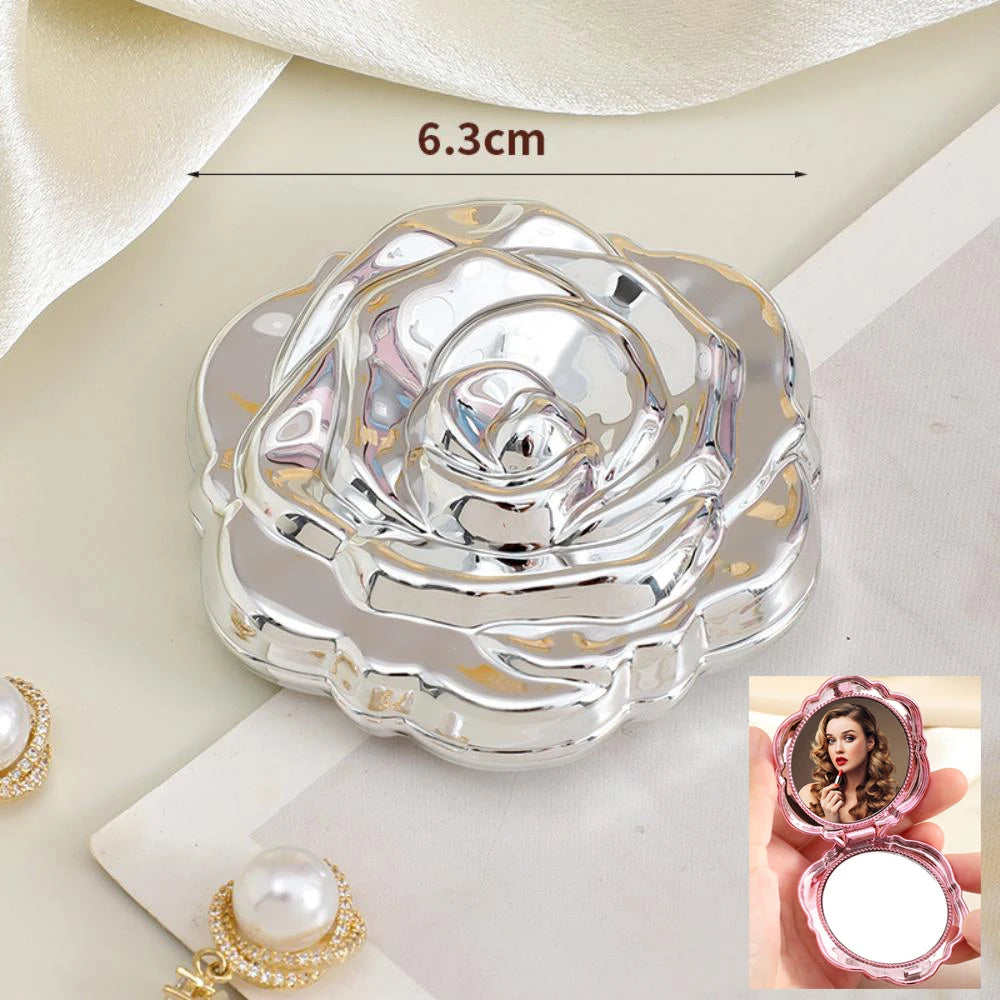 Foldable Makeup Mirror Metal Mini Cute Not Fragile and Portable Travel Compact Mirror Suitable for Bag Double-sided Small Mirror