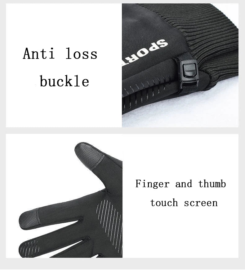 Winter Outdoor Gloves for Men, Fleece-Lined, Warm, Touch-Screen, Non-Slip, Cycling, Mountaineering, Skiing, Waterproof and Windproof Sports Gloves