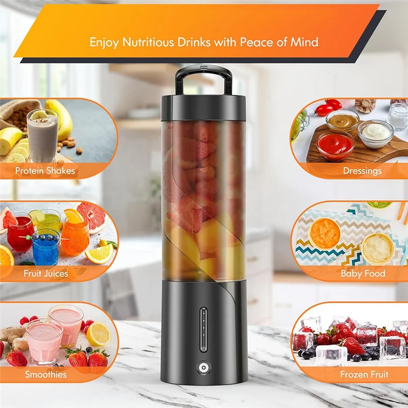 Portable Blender, Personal Size Blender For Shakes And Smoothies With 6 Ultra Sharp Blades, 16 Oz USB Rechargeable Durable White