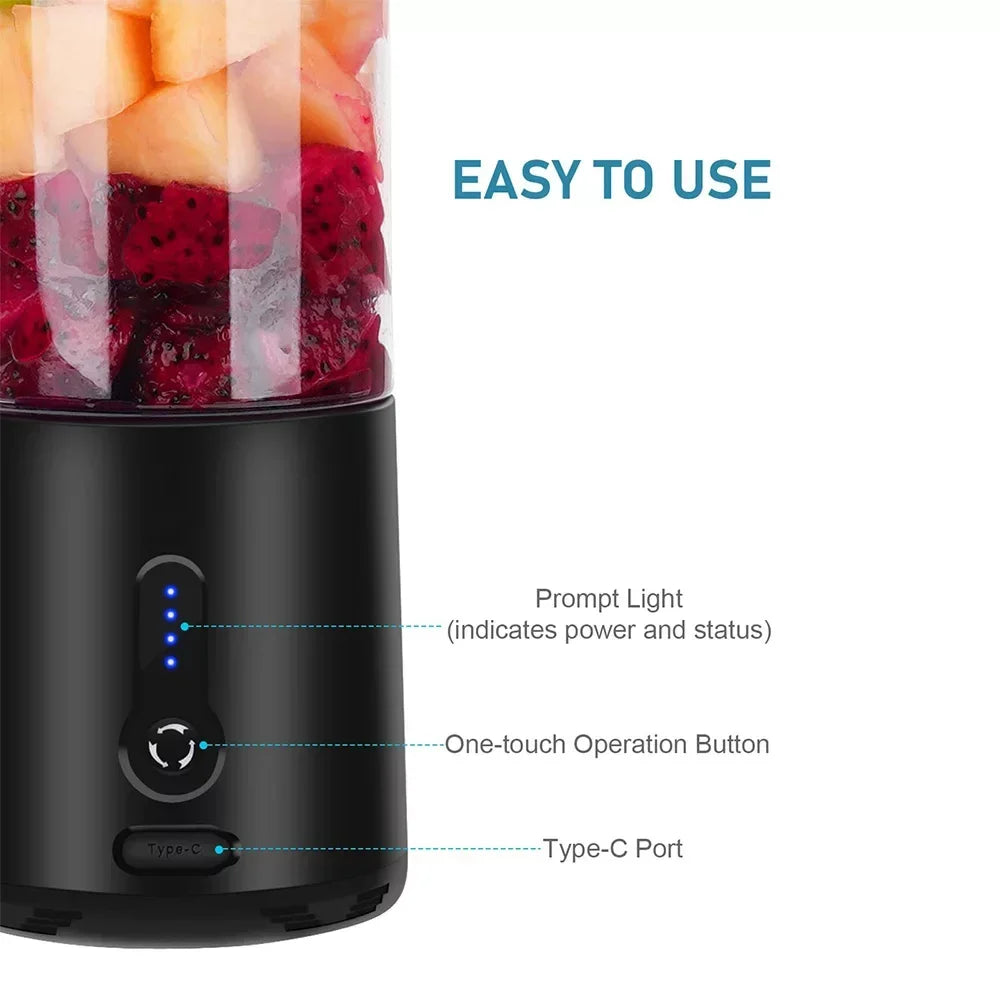 Portable Blender 6 Baldes Powerful Personal juicer For Shakes Smoothies Usb Rechargeable Portable Cup Fruit Fresh Juice Mixer