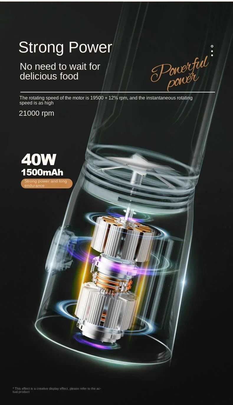 Portable Kitchen  Blender Wireless Electric Fruit Juicer Machine For Orange Ice Crushing 10 Blades Auxiliary Food Machine Mixer