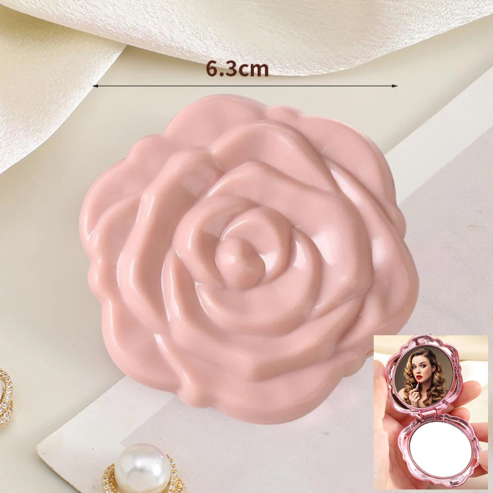 Foldable Makeup Mirror Metal Mini Cute Not Fragile and Portable Travel Compact Mirror Suitable for Bag Double-sided Small Mirror