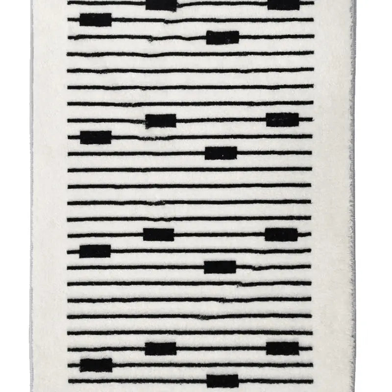 Striped Non-Slip Bath Mat - Soft, Machine Washable (Black & White)